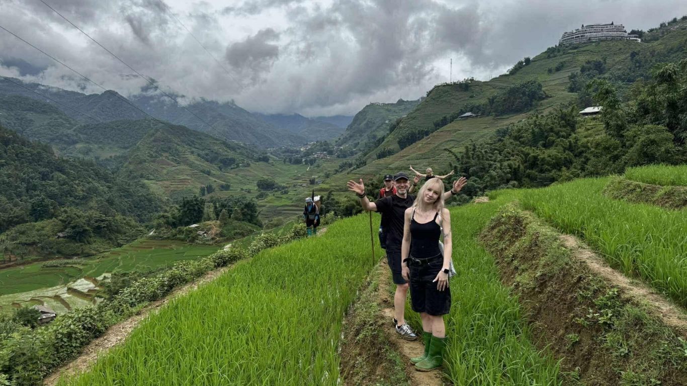 Trekking through terraced rice fields and soaking in the majestic scenery
