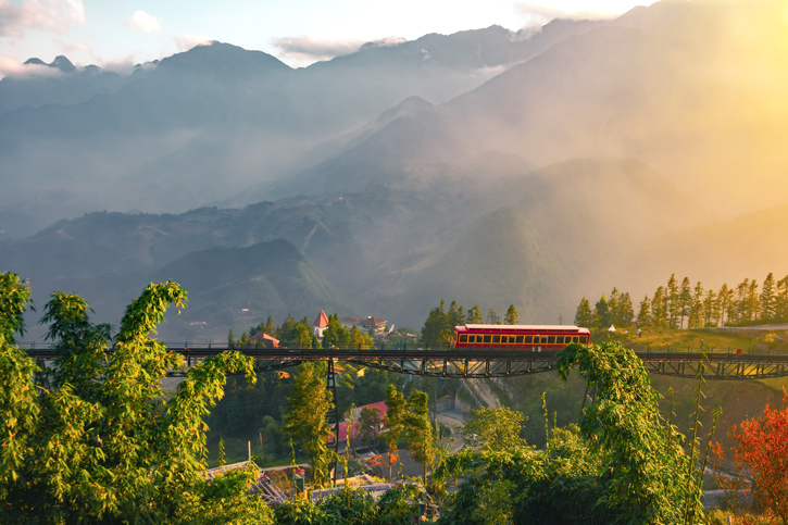 Try the experience of riding a train through the mountain ranges of Sapa