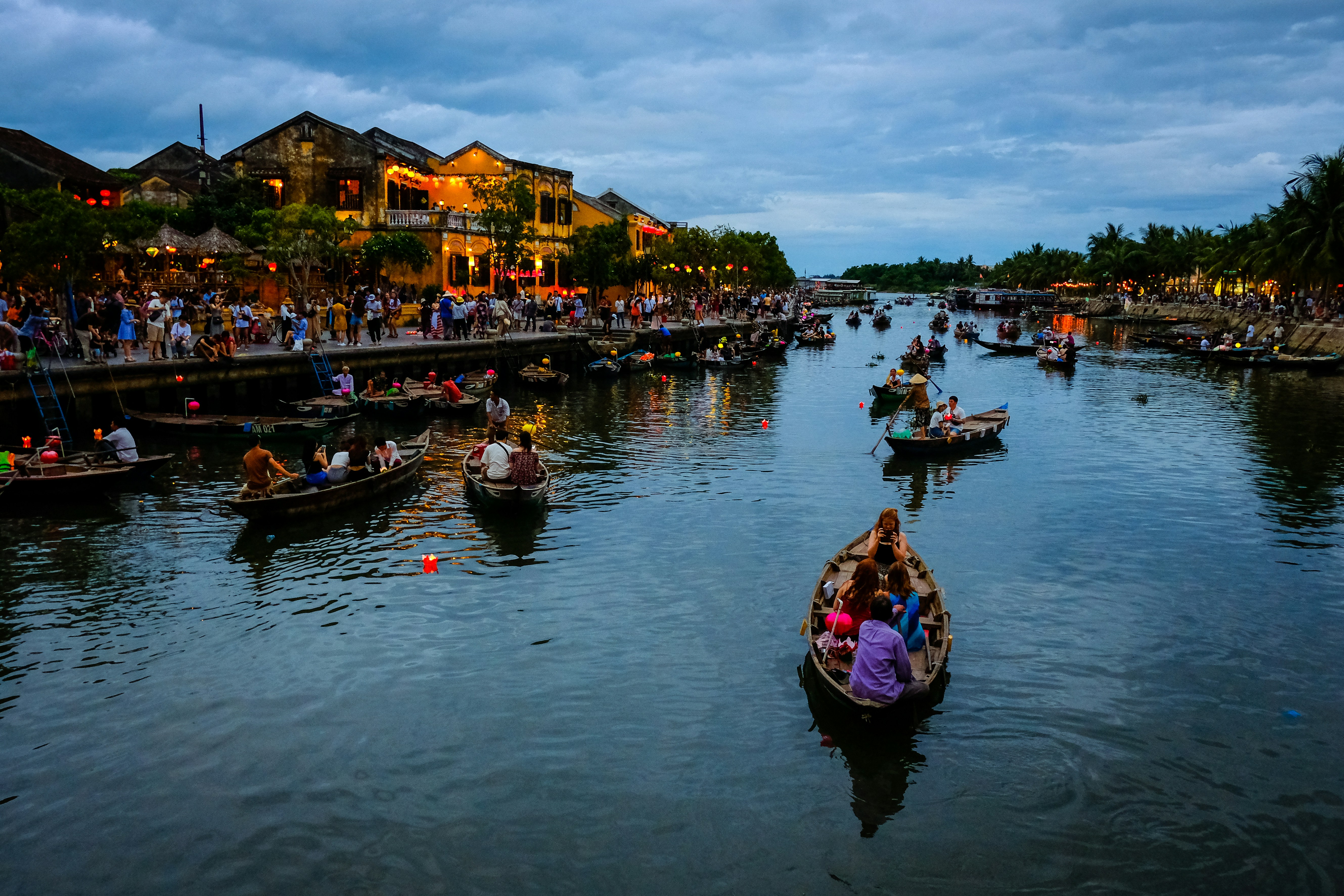 Boat floating on the river in Hoi An Ancient Town at night