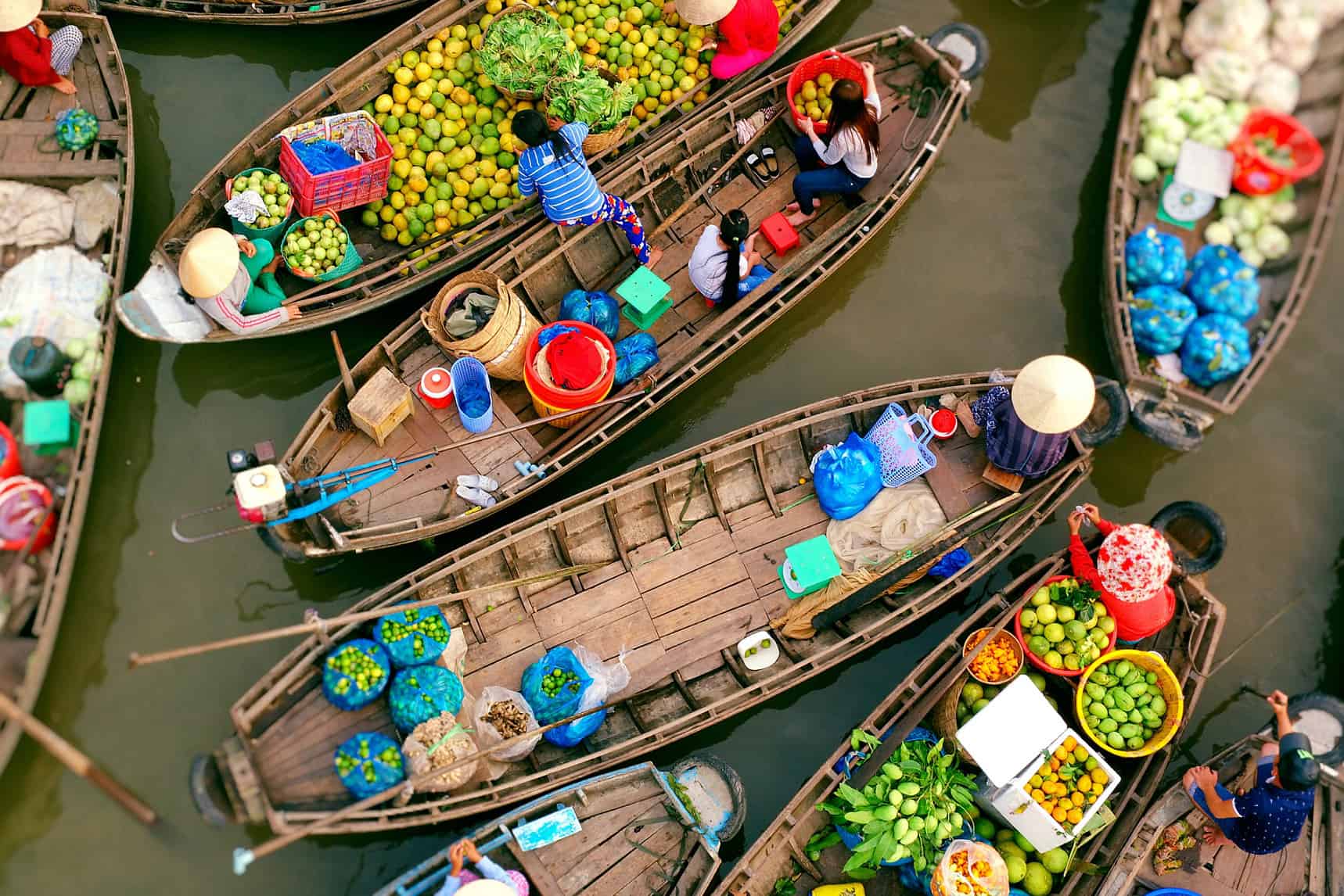 Cai Rang Floating Market in Can Tho – the bustling heart of Mekong Delta trade on water